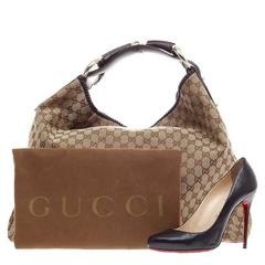 Gucci Horsebit Hobo GG in tela grande