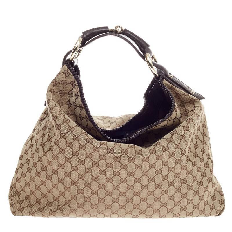 Donna Gucci Horsebit Hobo GG in tela grande