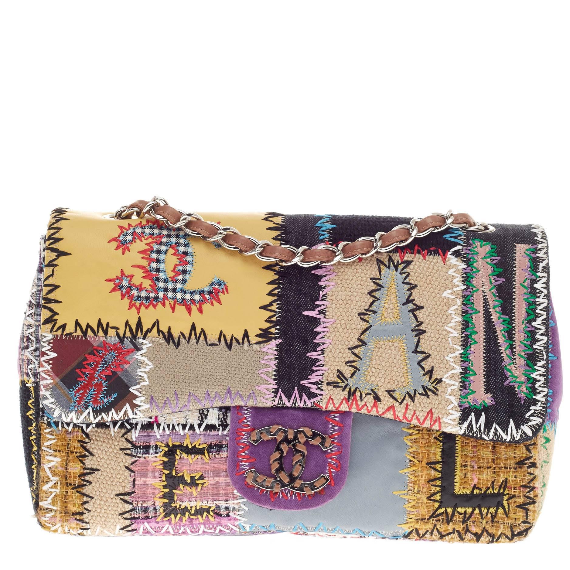 Chanel Classic Flap Multicolor Patchwork Jumbo In Good Condition In NY, NY