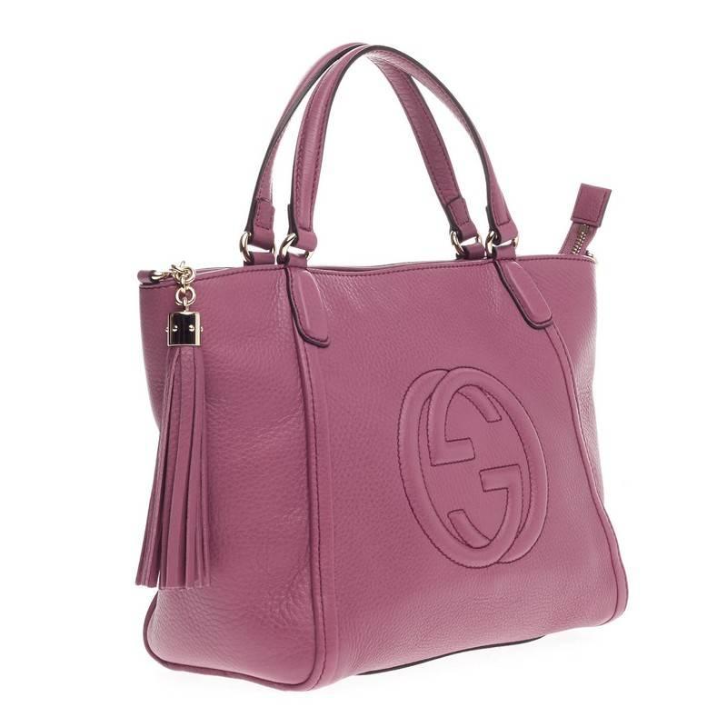 Pink Gucci Soho Convertible Top Handle Leather Small
