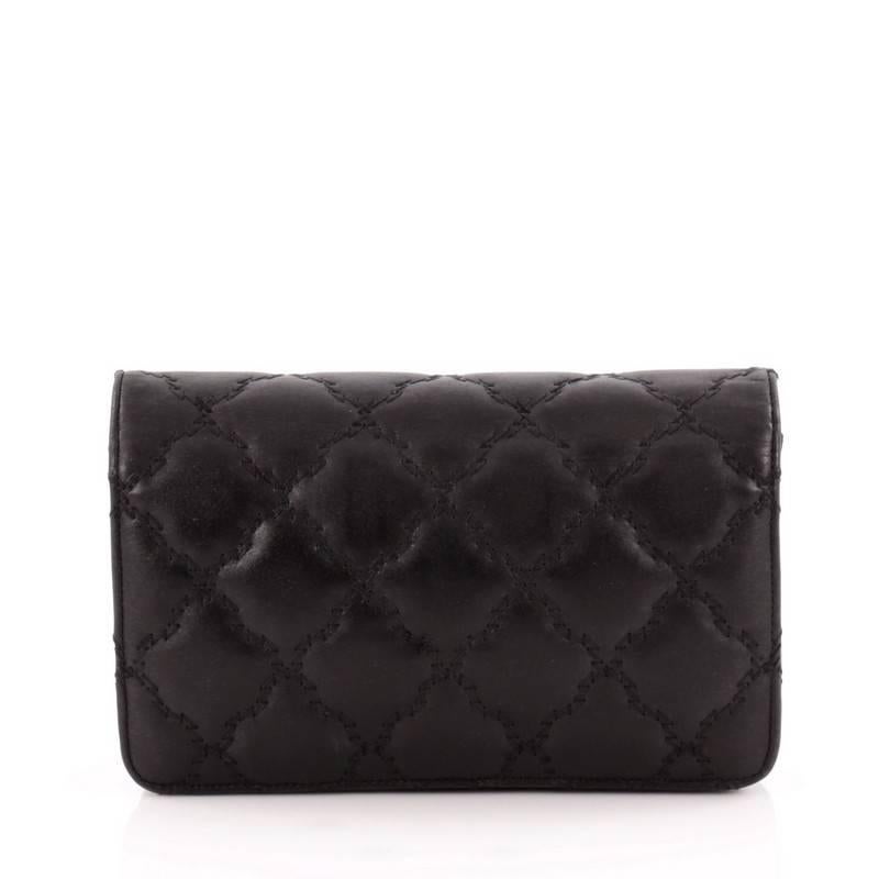 Chanel Double Stitch Hampton Wallet On Chain Quilted Leather In Good Condition In NY, NY