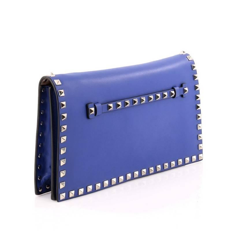 Purple Valentino Rockstud Flap Clutch Leather