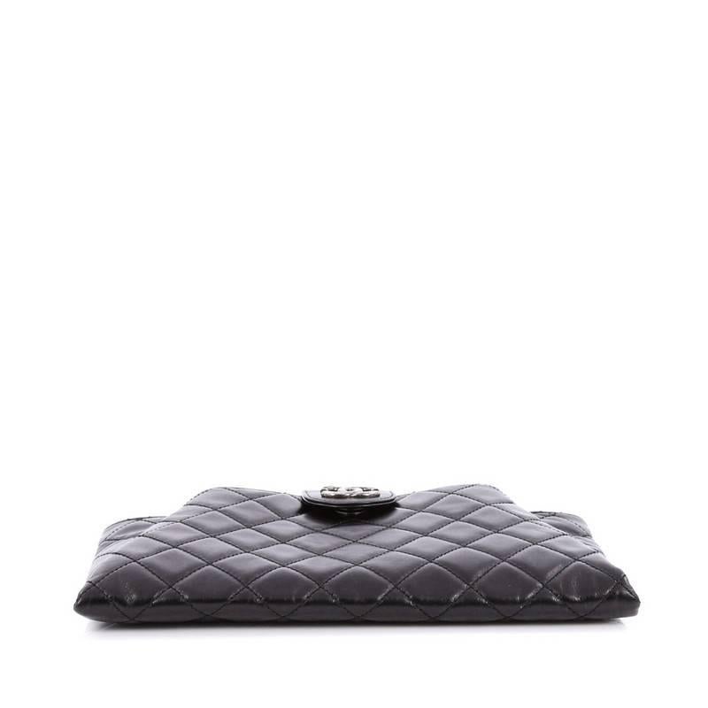 Women's or Men's Chanel Coco Pleats Clutch Quilted Glazed Calfskin
