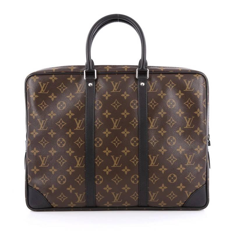Louis Vuitton Porte-Documents Voyages Bag Macassar Monogram Canvas PM In Good Condition In NY, NY