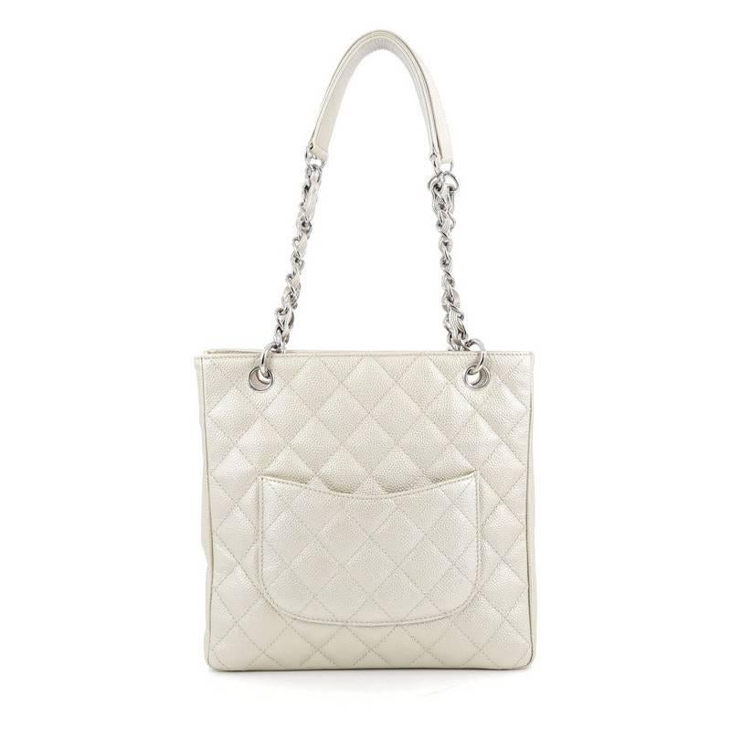 Chanel Petite Shopping Tote Quilted Caviar In Good Condition In NY, NY