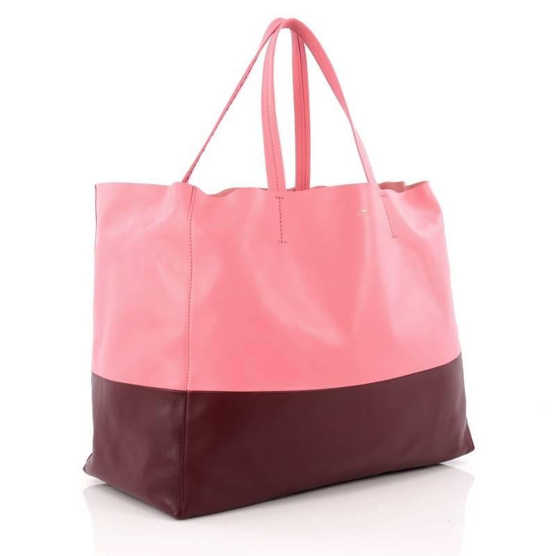 Pink Celine Horizontal Bi-Cabas Tote Leather Large