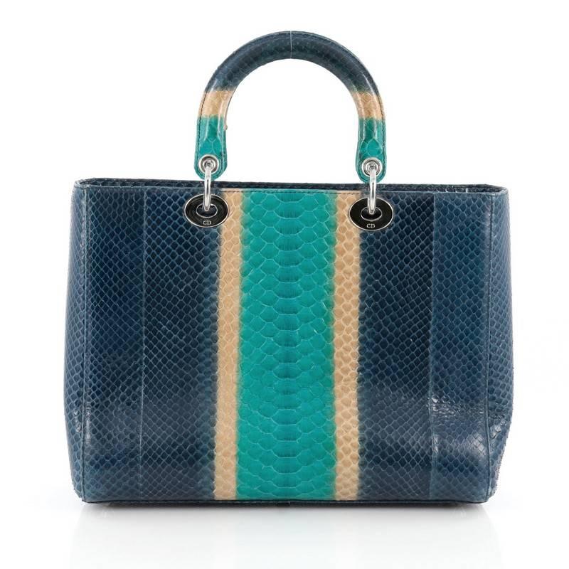 Christian Dior Lady Dior Handbag Python Large In Good Condition In NY, NY