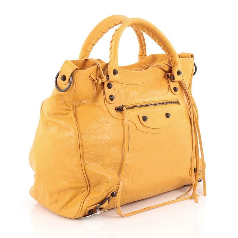 Orange  Balenciaga Velo Classic Studs Handbag Leather