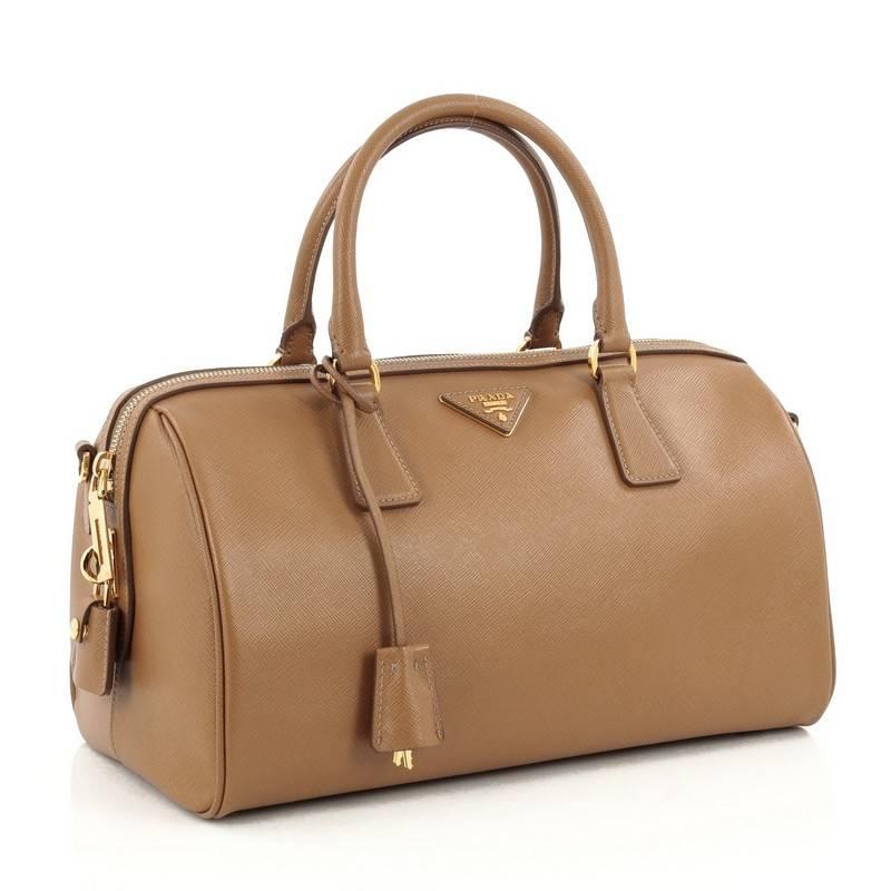 Brown Prada Lux Convertible Boston Bag Saffiano Leather Medium