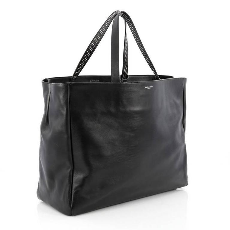 YVES Saint Laurent Black Leather East West Shopping Tote Bag