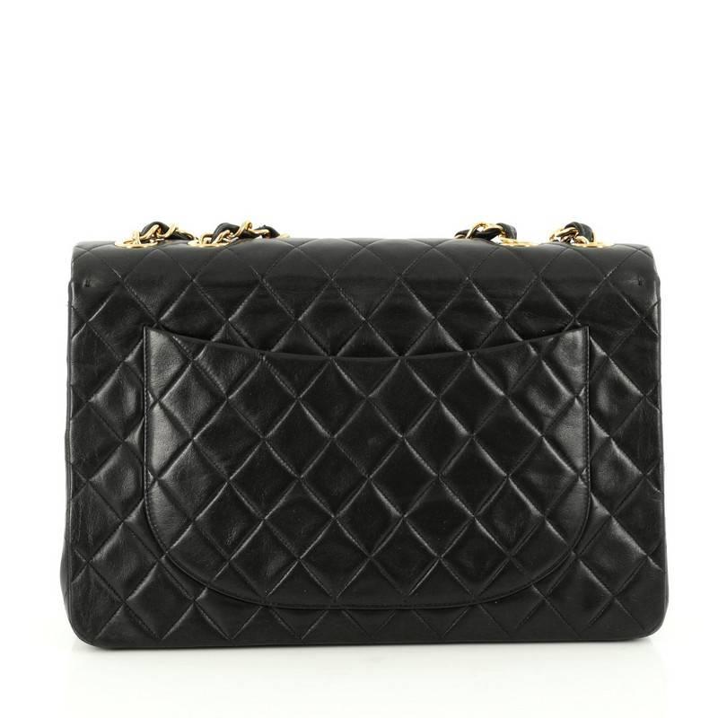 Chanel Vintage Classic Single Flap Bag Quilted Lambskin Maxi In Good Condition In NY, NY