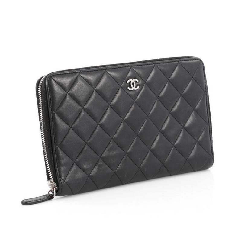 Chanel Zip Around Organizer Wallet Quilted Lambskin Large