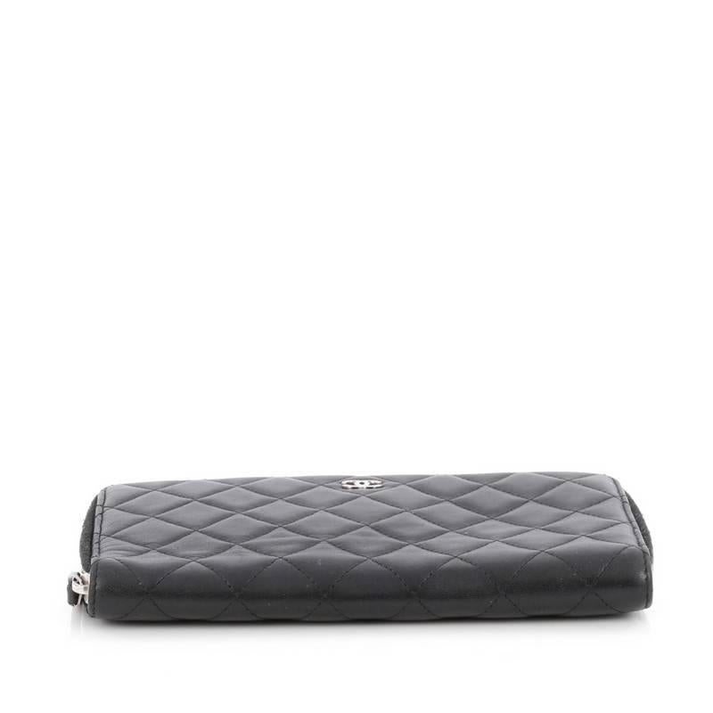 Black Chanel Zip Around Organizer Wallet Quilted Lambskin Large