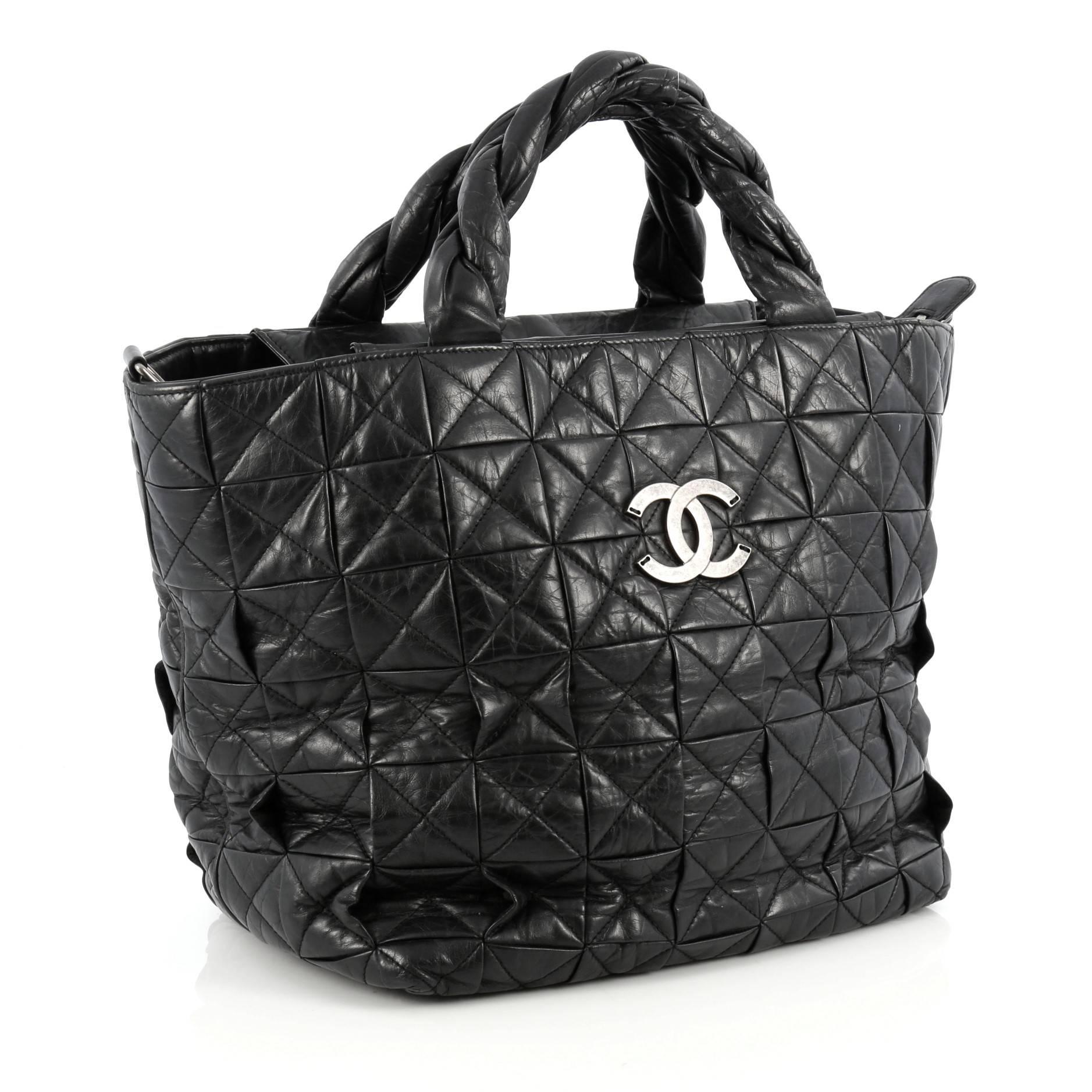 Black Chanel Origami Tote Quilted Aged Calfskin Large