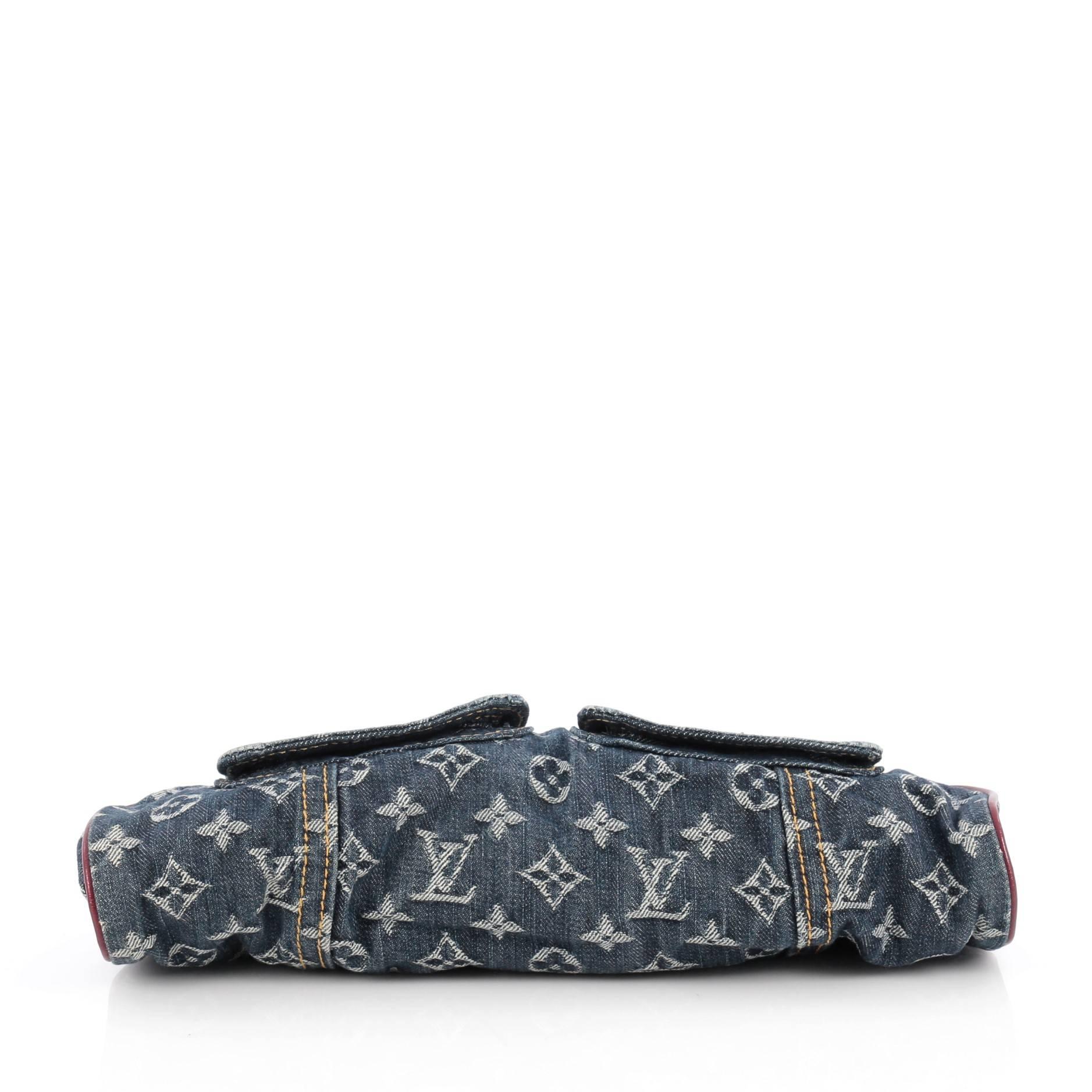  Louis Vuitton Sac Fermoir Sac à main Denim avec GM Alligator Unisexe 