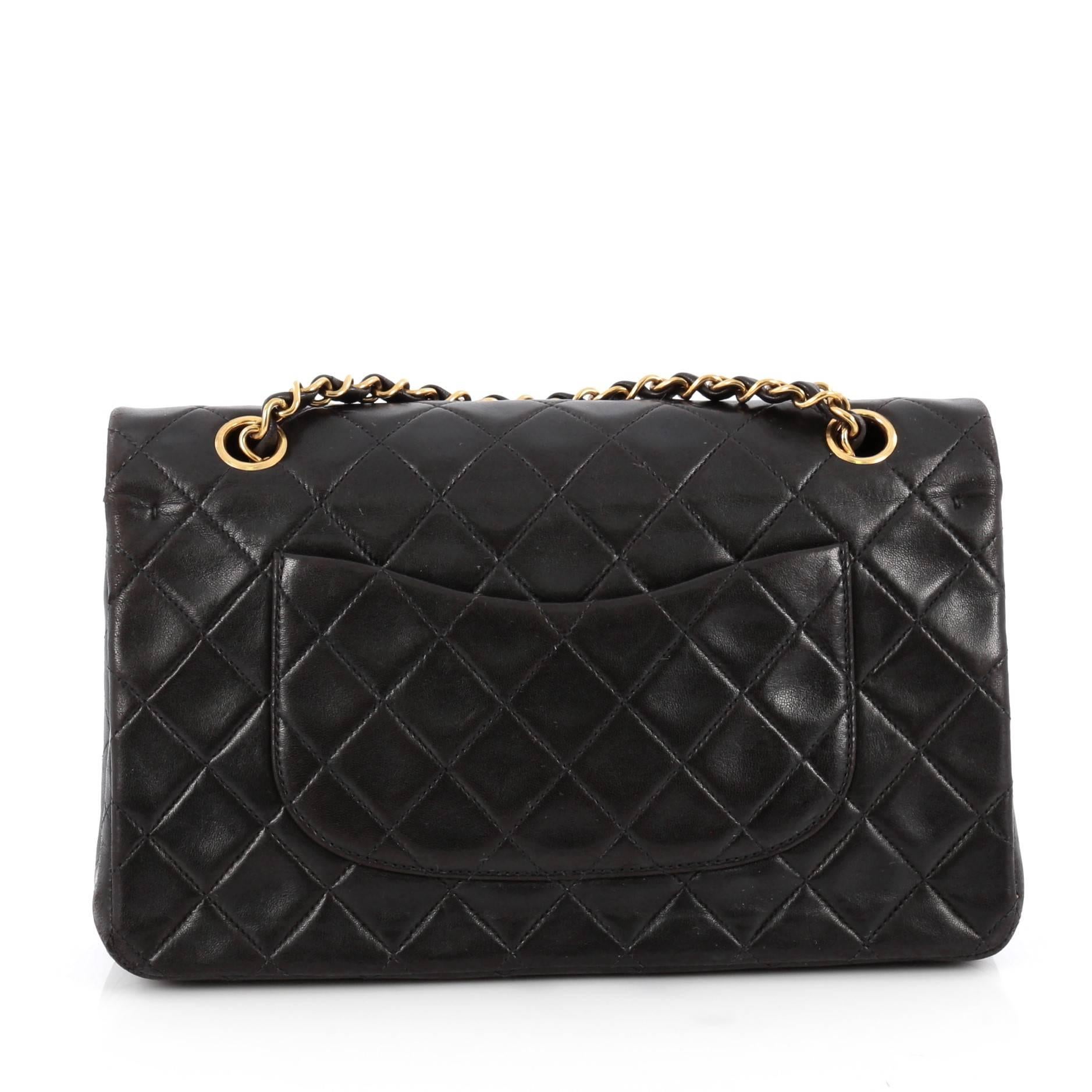 Chanel  Vintage Classic Double Flap Bag Quilted Lambskin Medium In Good Condition In NY, NY