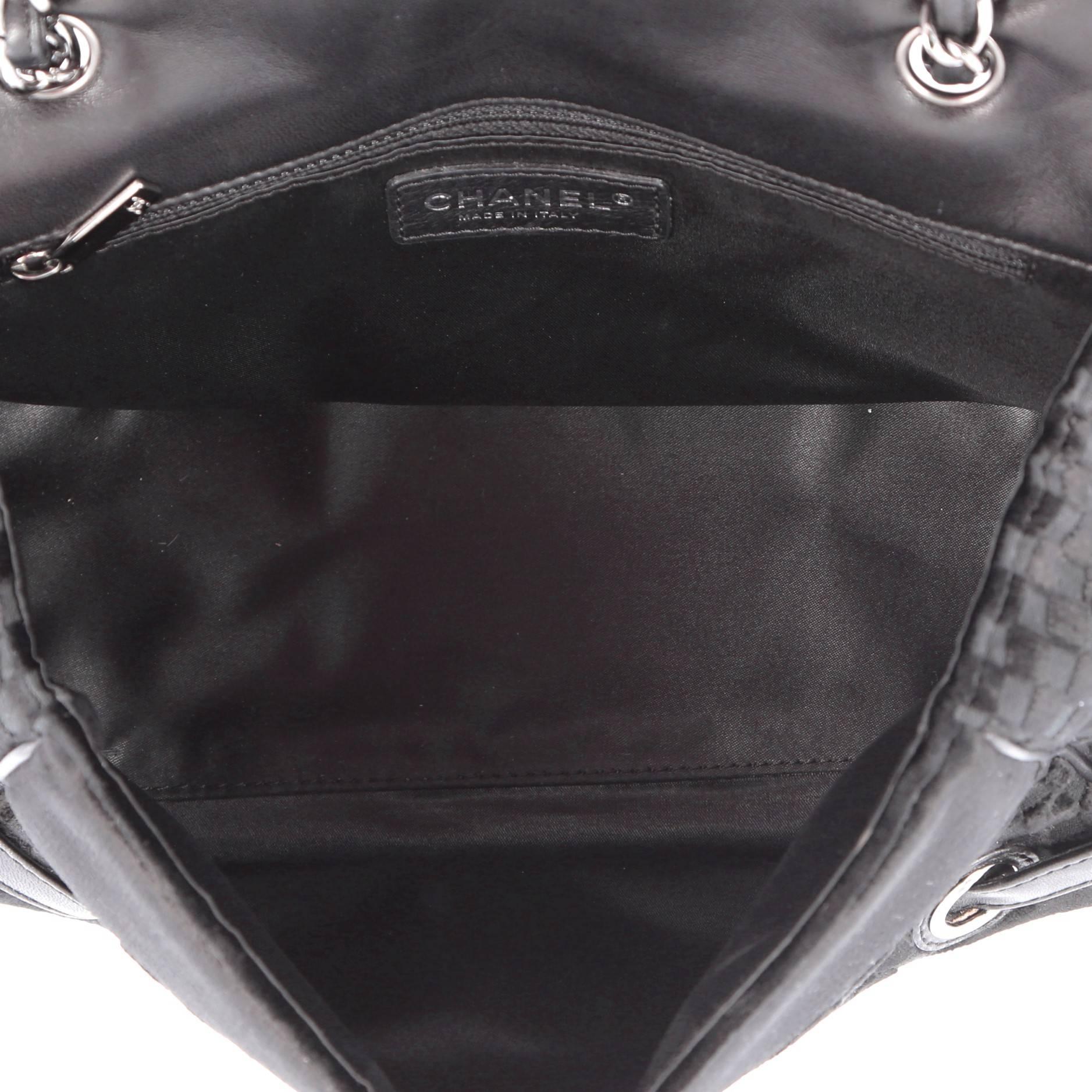 Chanel Vintage CC Side Belted Flap Bag Check Embossed Velvet Medium 1