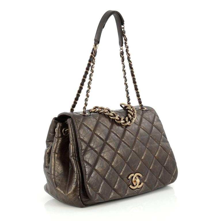 Chanel Pondichery Flap Bag Quilted Aged Calfskin Medium at 1stDibs