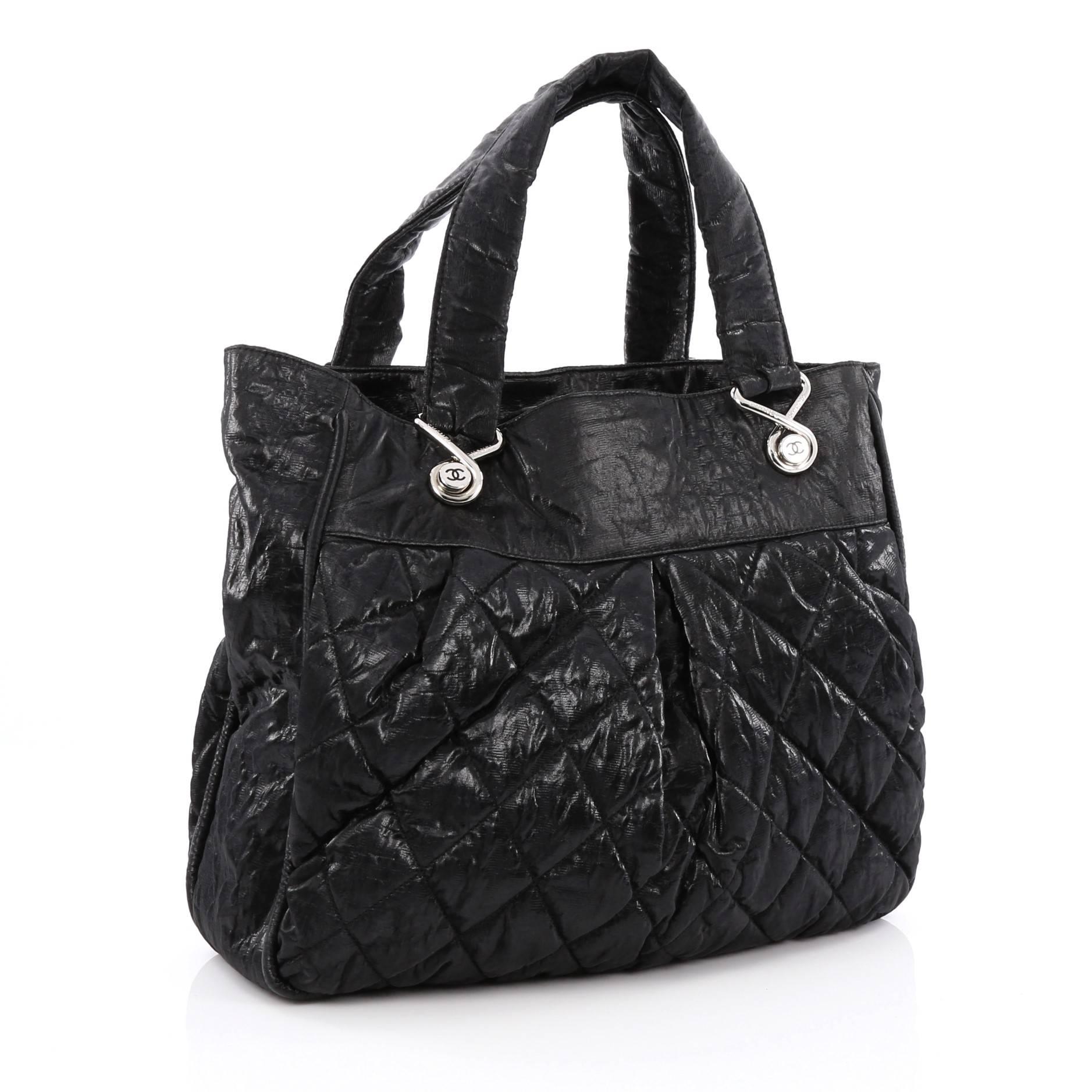 Black  Chanel Le Marais Tote Quilted Coated Canvas Large