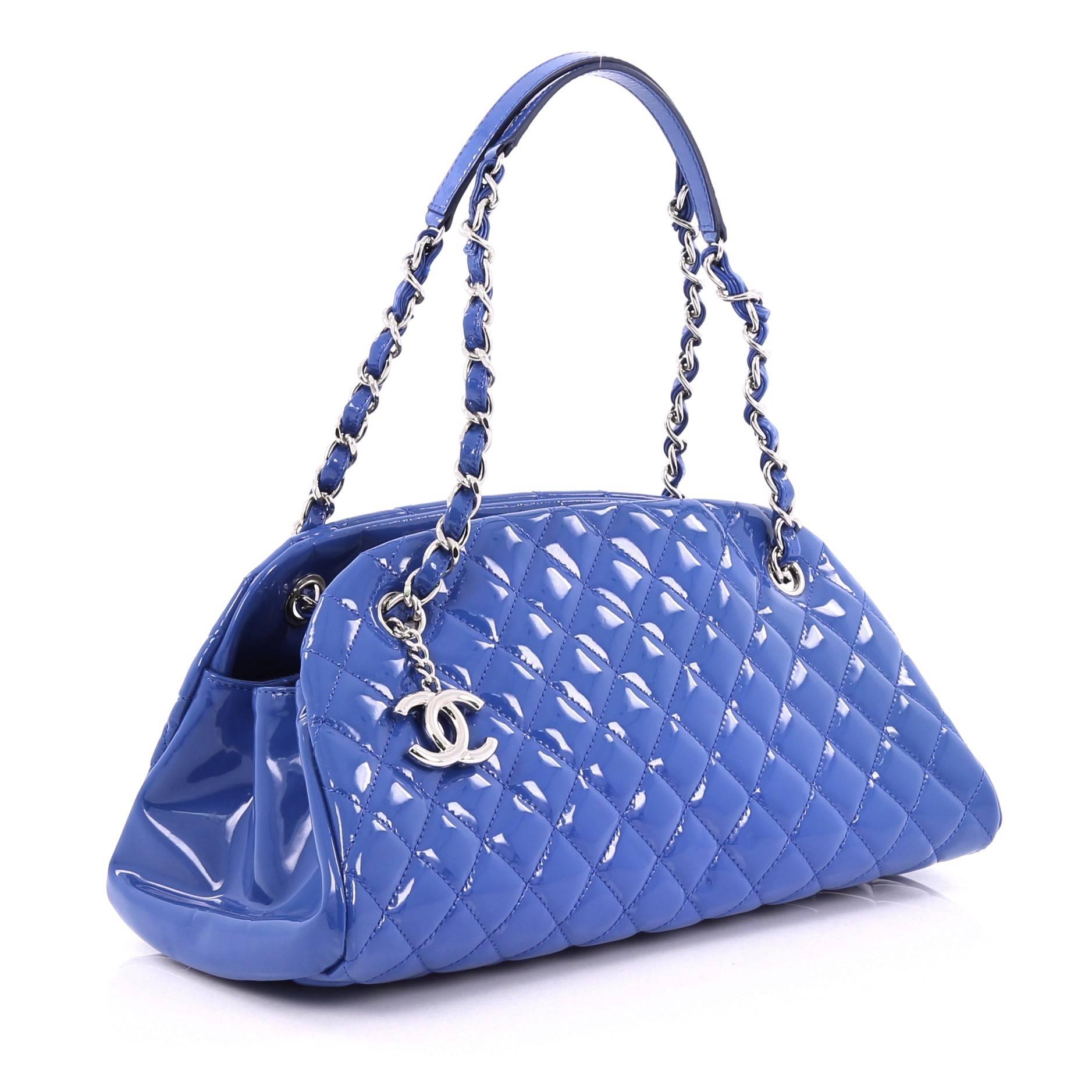 Purple Chanel Just Mademoiselle Handbag Quilted Patent Medium