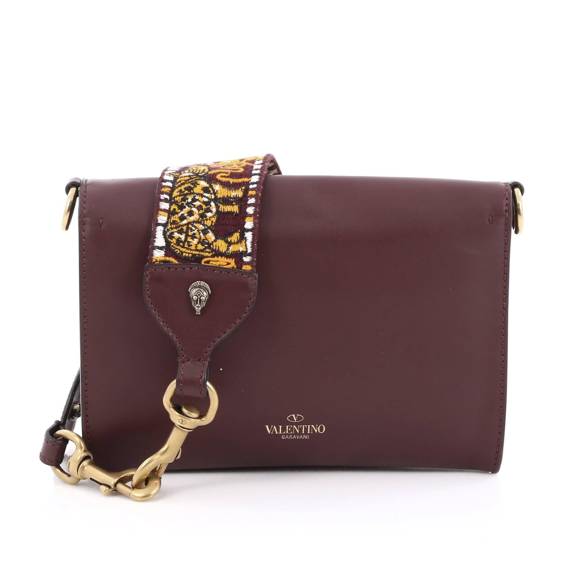 Black Valentino Tribal Flap Bag Embellished Leather