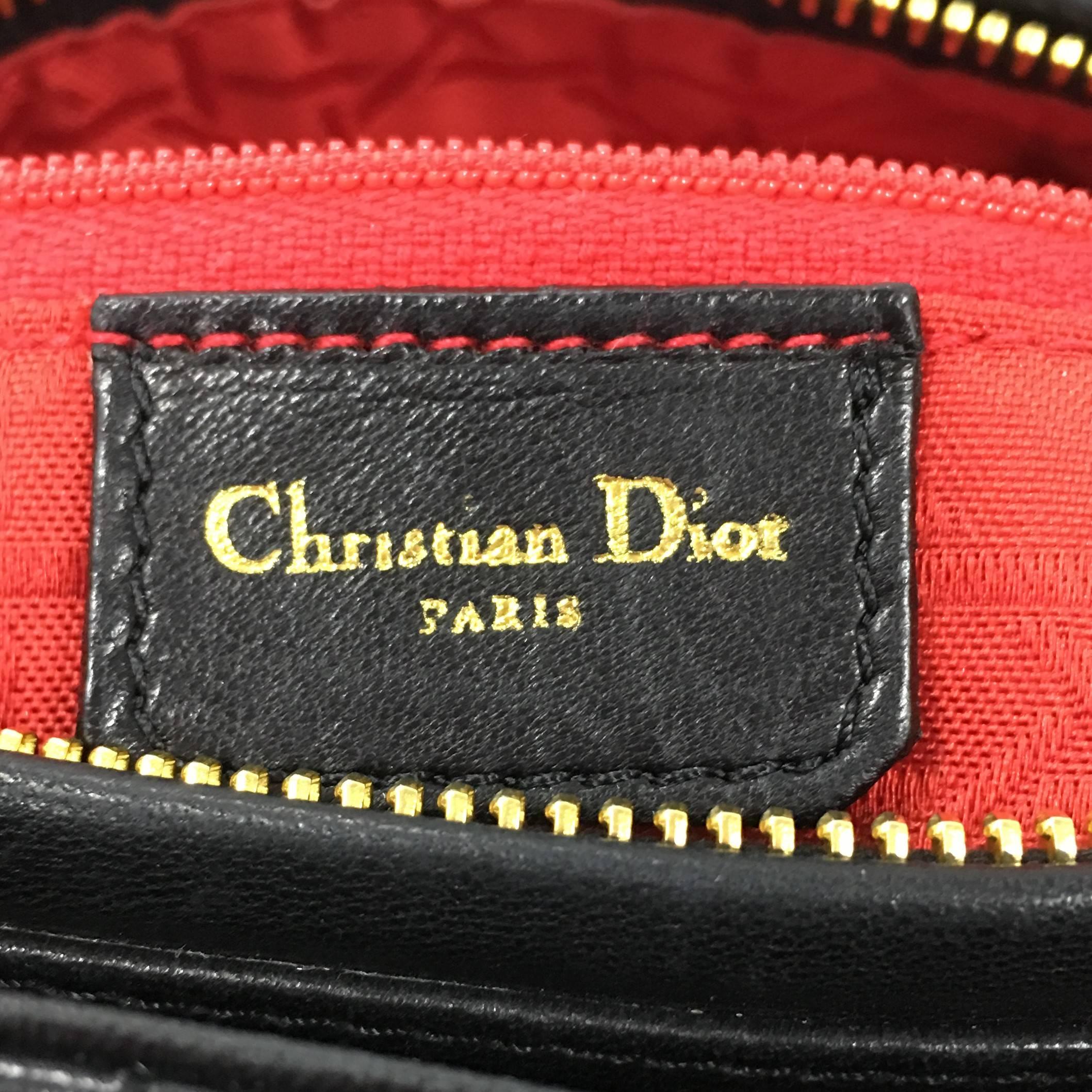 Christian Dior Lady Dior Handbag Cannage Quilt Grained Calfskin Medium 1