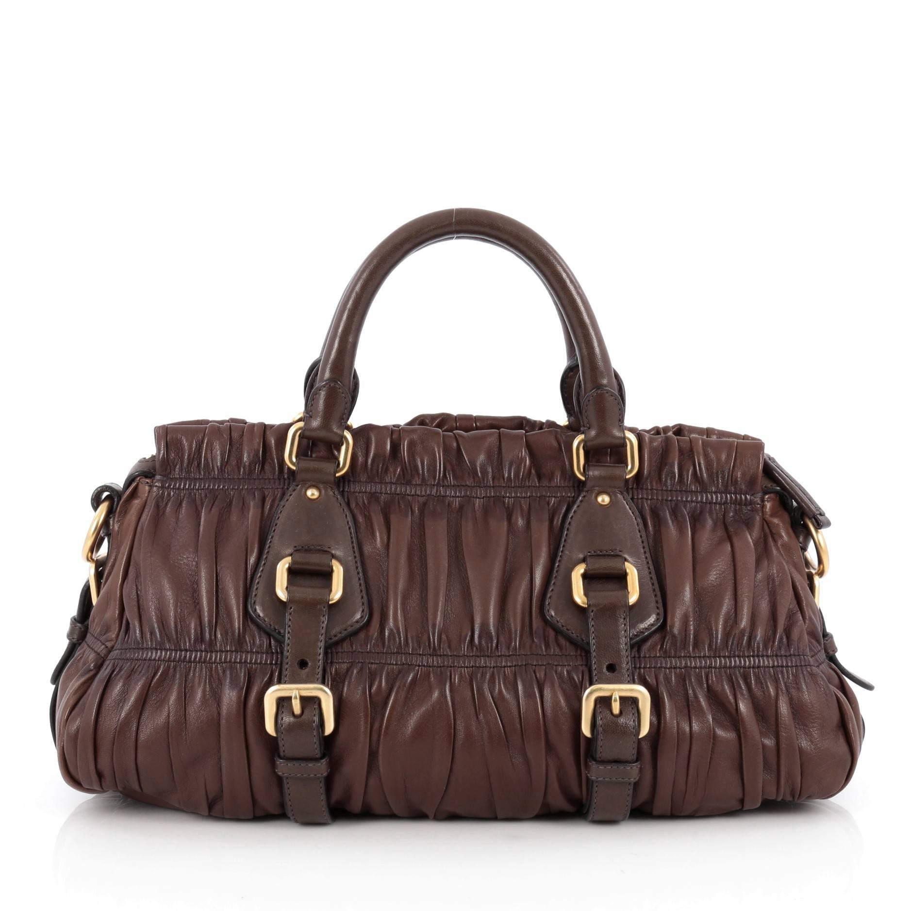 Black Prada Gaufre Convertible Satchel Nappa Leather Medium