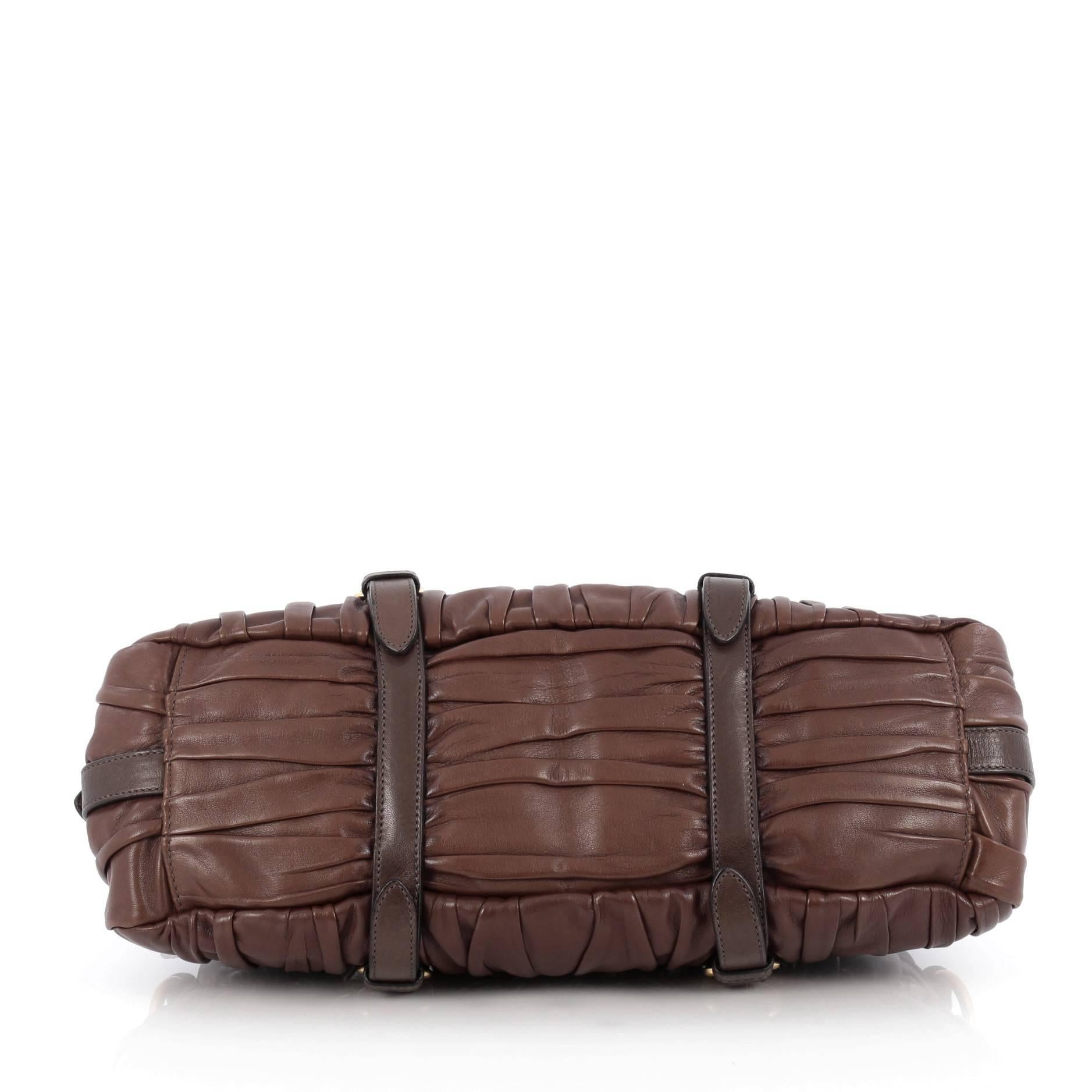 Prada Gaufre Convertible Satchel Nappa Leather Medium In Good Condition In NY, NY