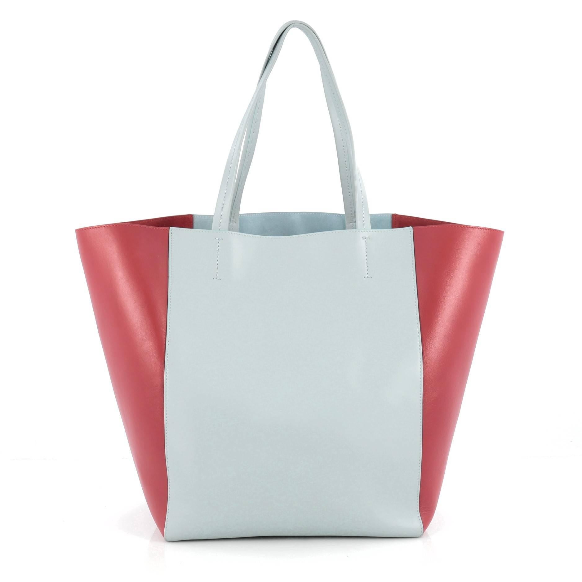 Celine Bicolor Phantom Cabas Tote Leather Medium In Good Condition In NY, NY