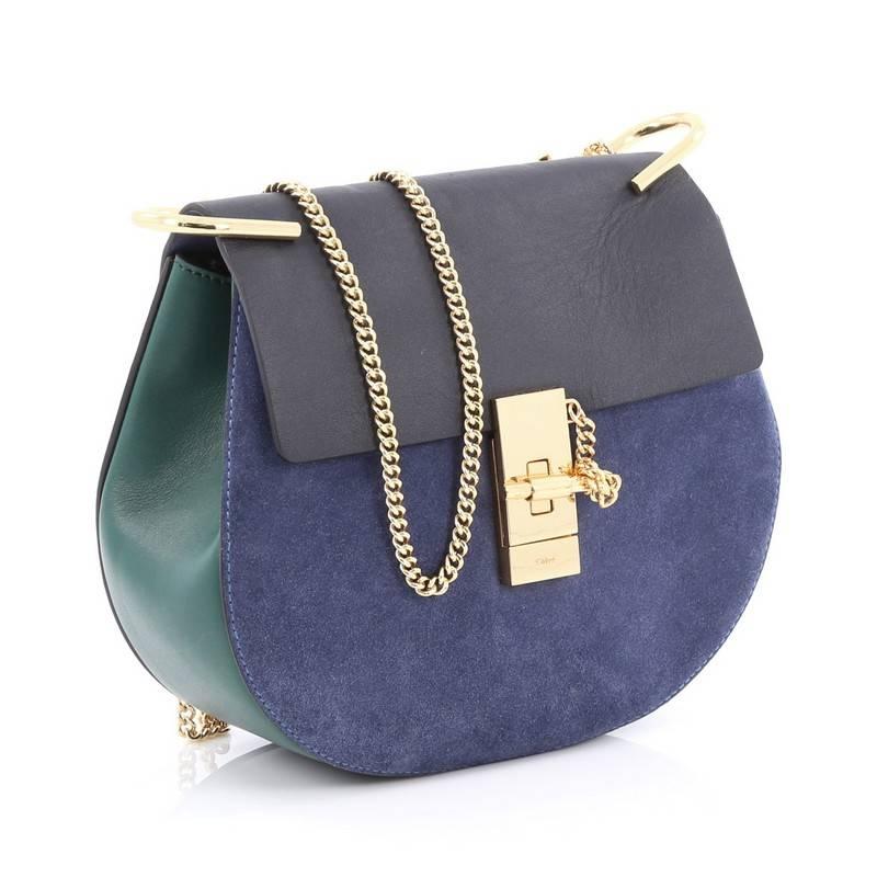 Gray Chloe Drew Crossbody Bag Leather and Suede Small