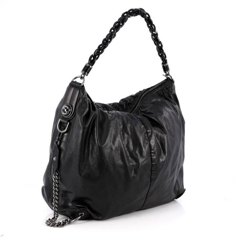 Black Gucci Galaxy Convertible Hobo Leather Large