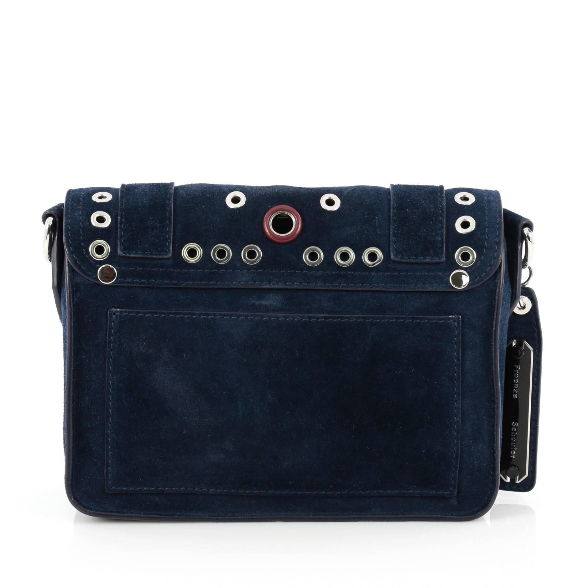  Proenza Schouler PS1 Crossbody Suede and Grommet Detail Mini In Good Condition In NY, NY