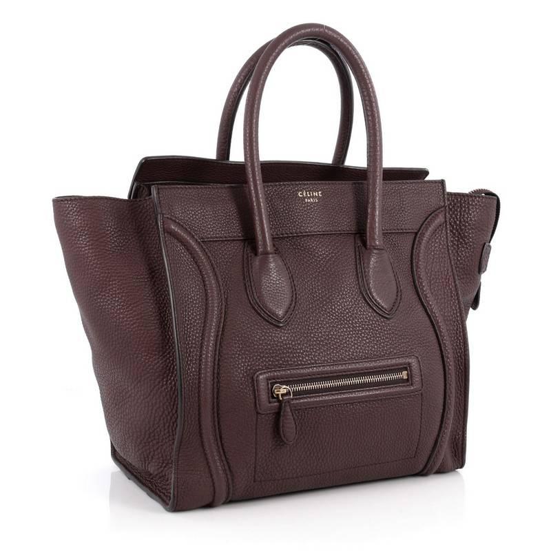 Black  Celine Luggage Handbag Grainy Leather Mini