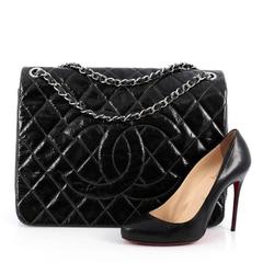 Chanel Kette CC volle Klappe Tasche gesteppt Patent groß