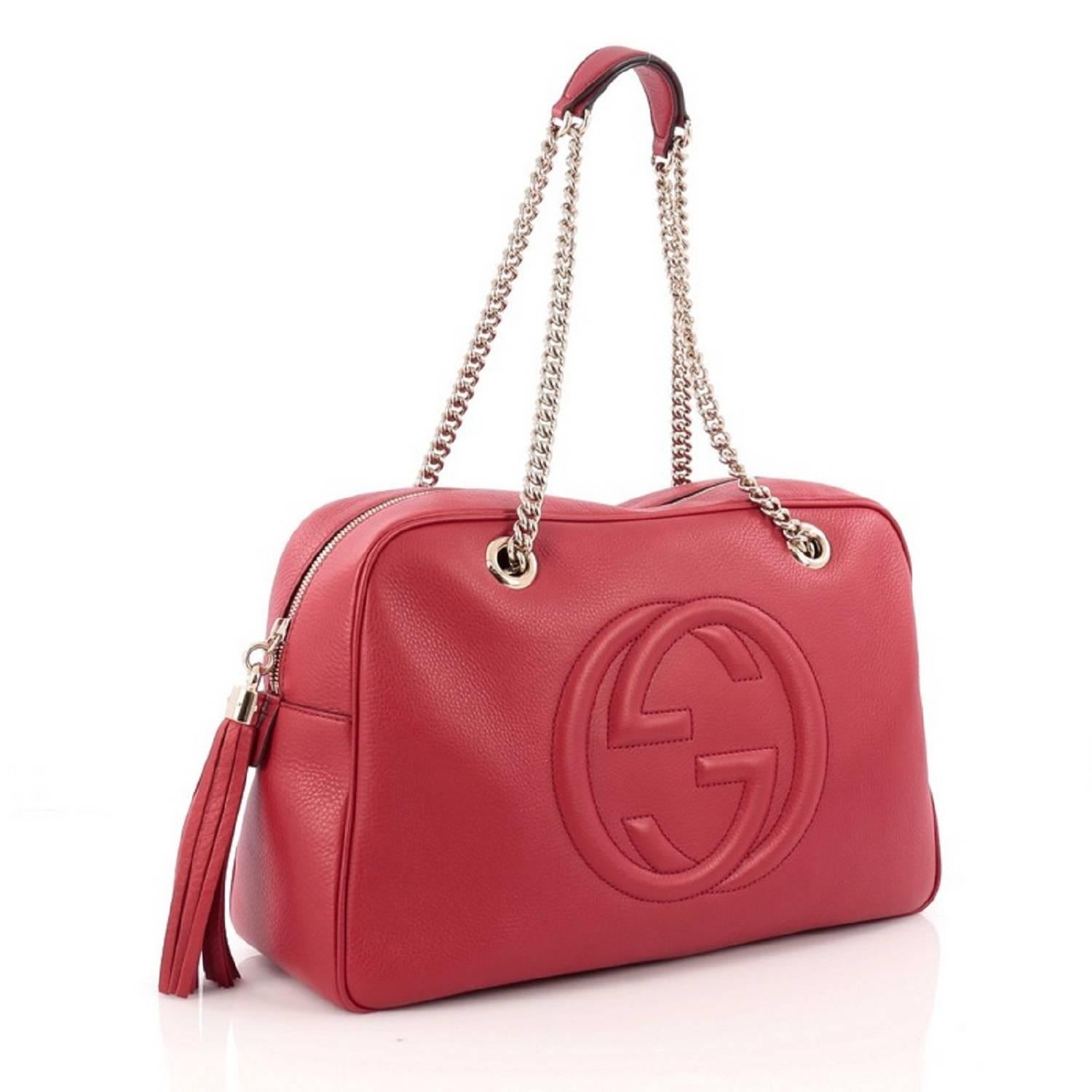 Pink Gucci Soho Chain Zipped Shoulder Bag Leather Medium