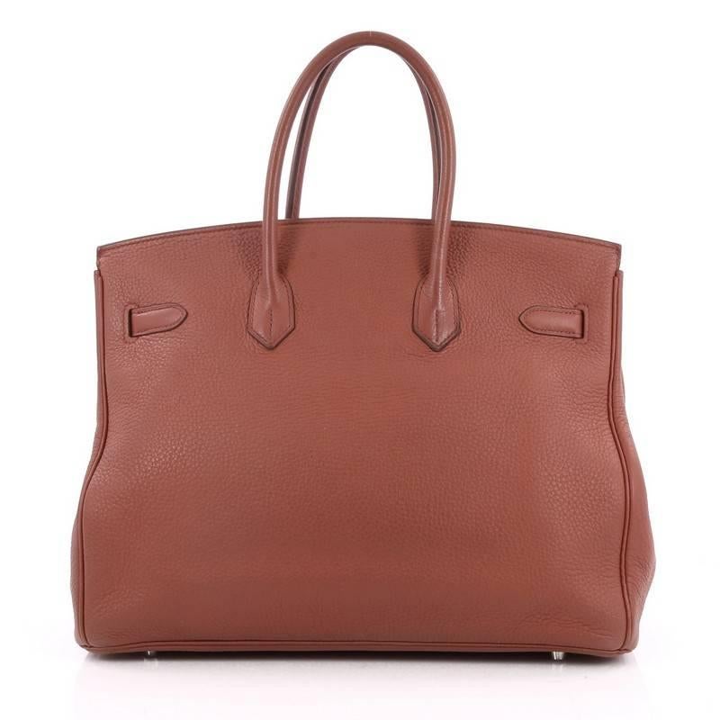 Hermes Sienne Togo with Palladium Hardware 35 Birkin Handbag  In Good Condition In NY, NY