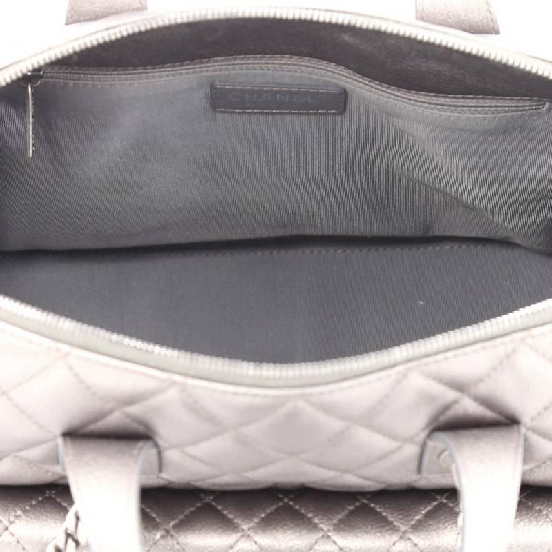 Chanel Two-Tone Front Pocket Bowling Bag Quilted Metallic Calfskin Medium 1