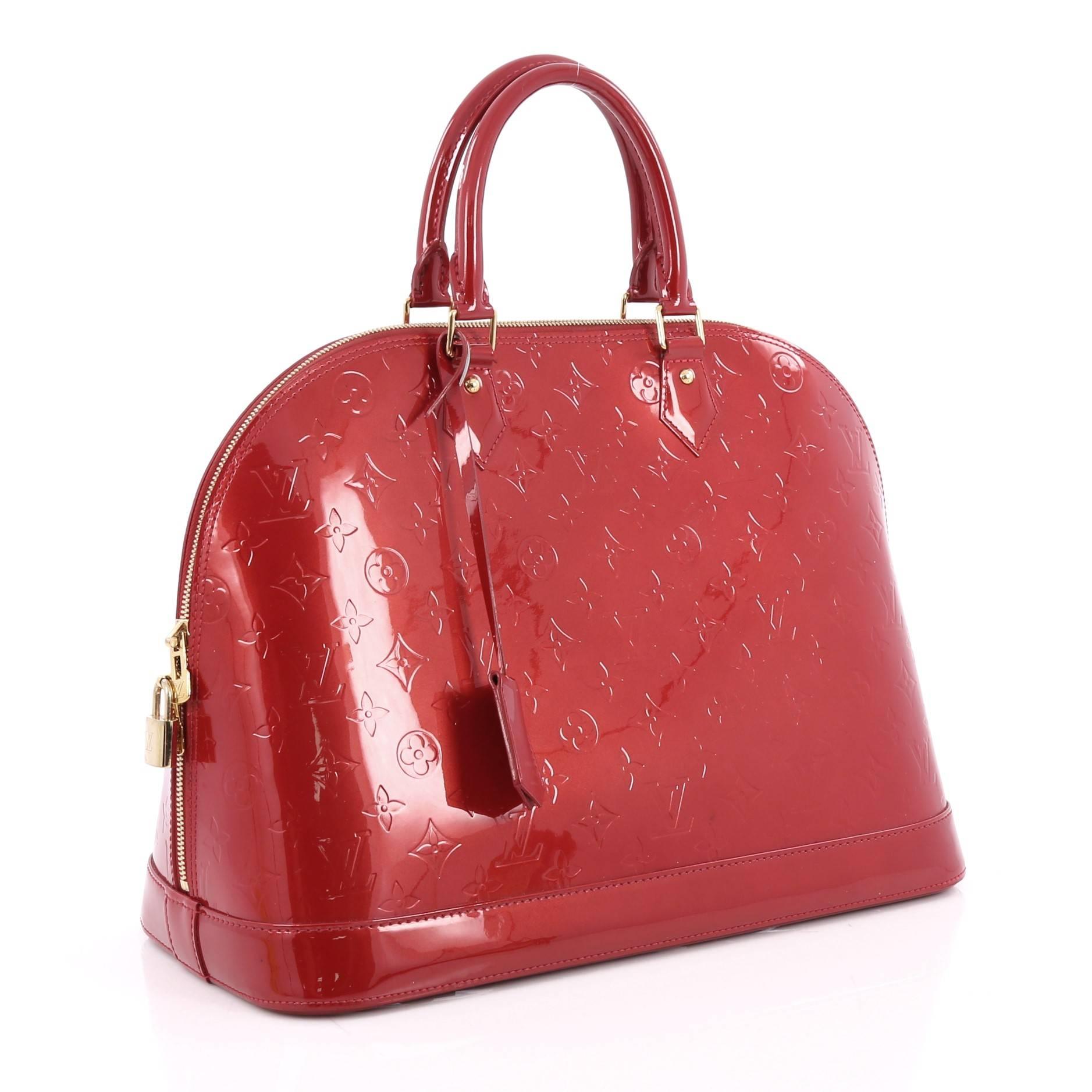 Red  Louis Vuitton Alma Handbag Monogram Vernis GM