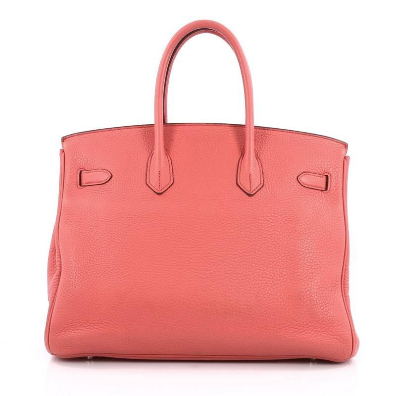 Hermes Birkin Handbag Bougainvillea Clemence with Palladium Hardware 35 In Good Condition In NY, NY