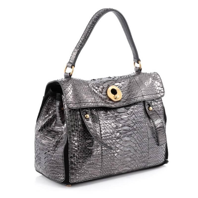 Gray Saint Laurent Muse Two Handbag Python Medium