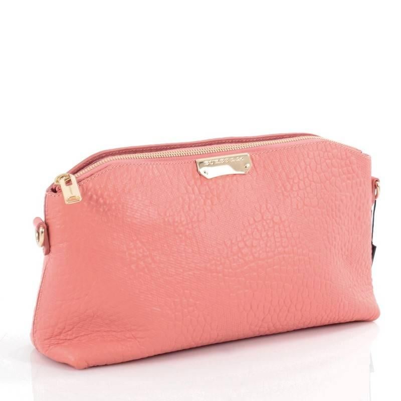 Pink Burberry Chichester Crossbody Bag Embossed Check Leather Small