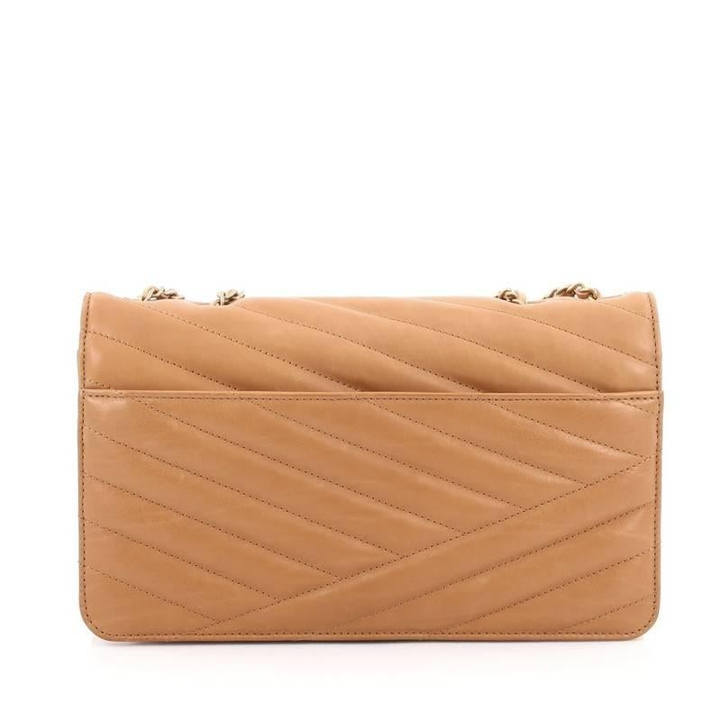 Brown  Chanel Gabrielle Flap Bag Chevron Leather Medium