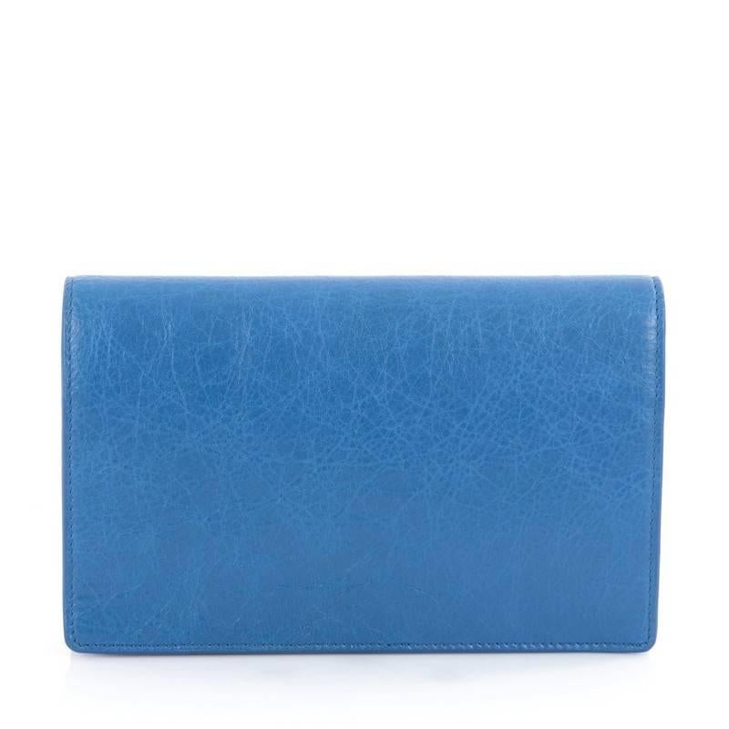 Blue Balenciaga Giant Studs Wallet on Chain Leather Small