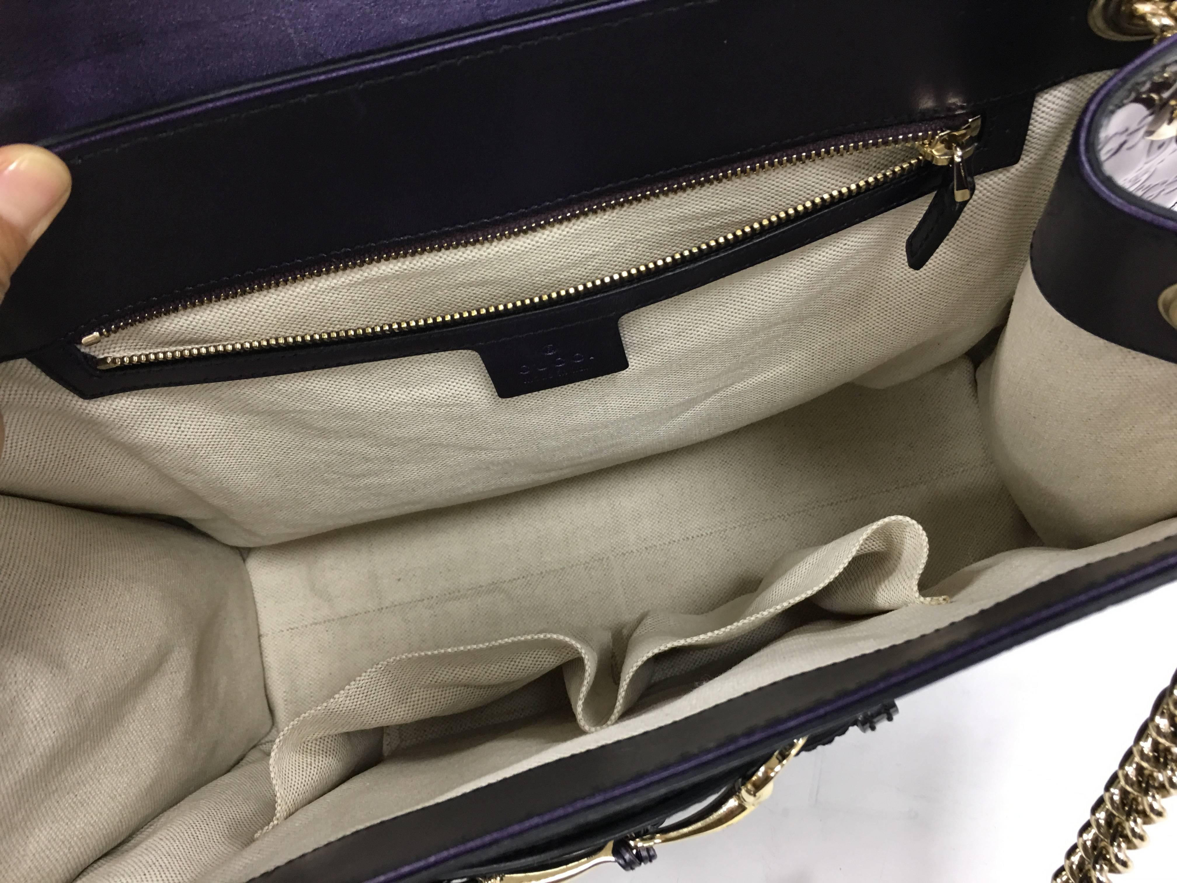 Gucci Emily Chain Flap Shoulder Bag Guccissima Patent Large 2