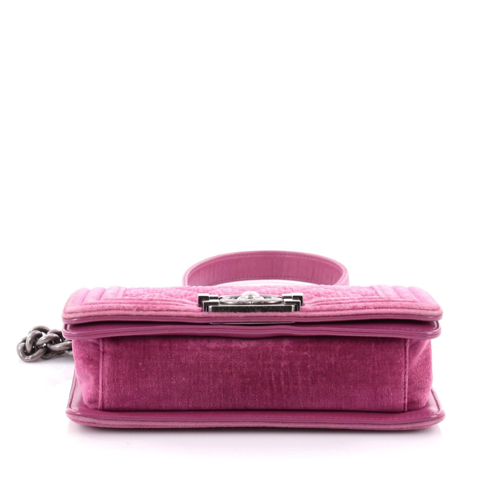 Women's or Men's Chanel Boy Flap Bag Quilted Velvet Small