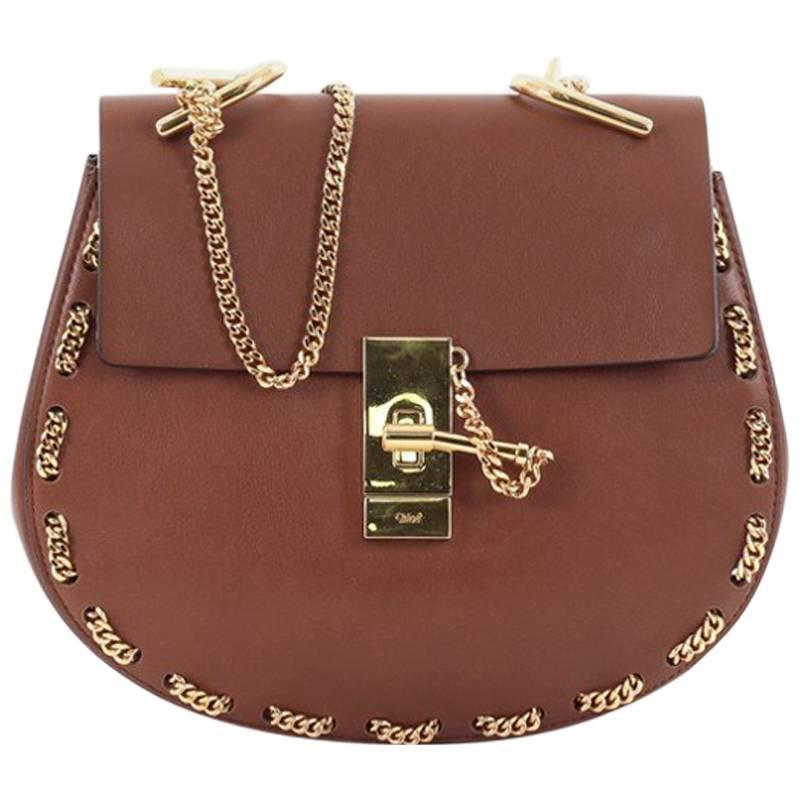 Chloe Drew Crossbody Bag Chain Embellished Leather Small