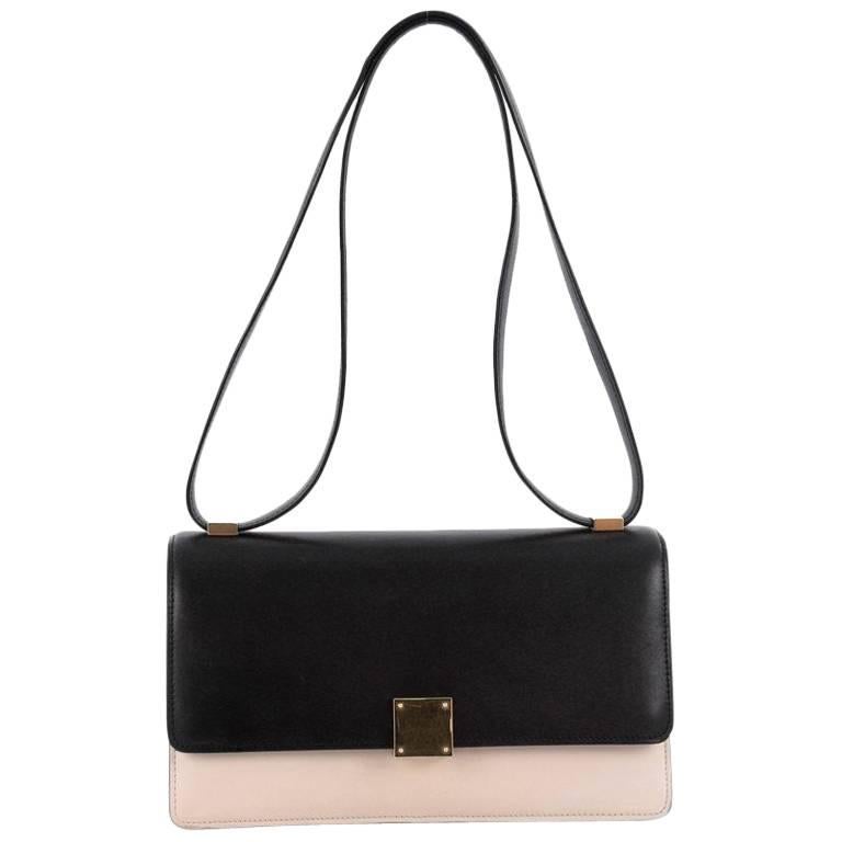 Celine Black/Beige Leather Flap Small Case Shoulder Bag