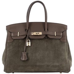 Hermes Birkin Handbag Vert de Gris Grizzly with Swift with Gold Hardware 35