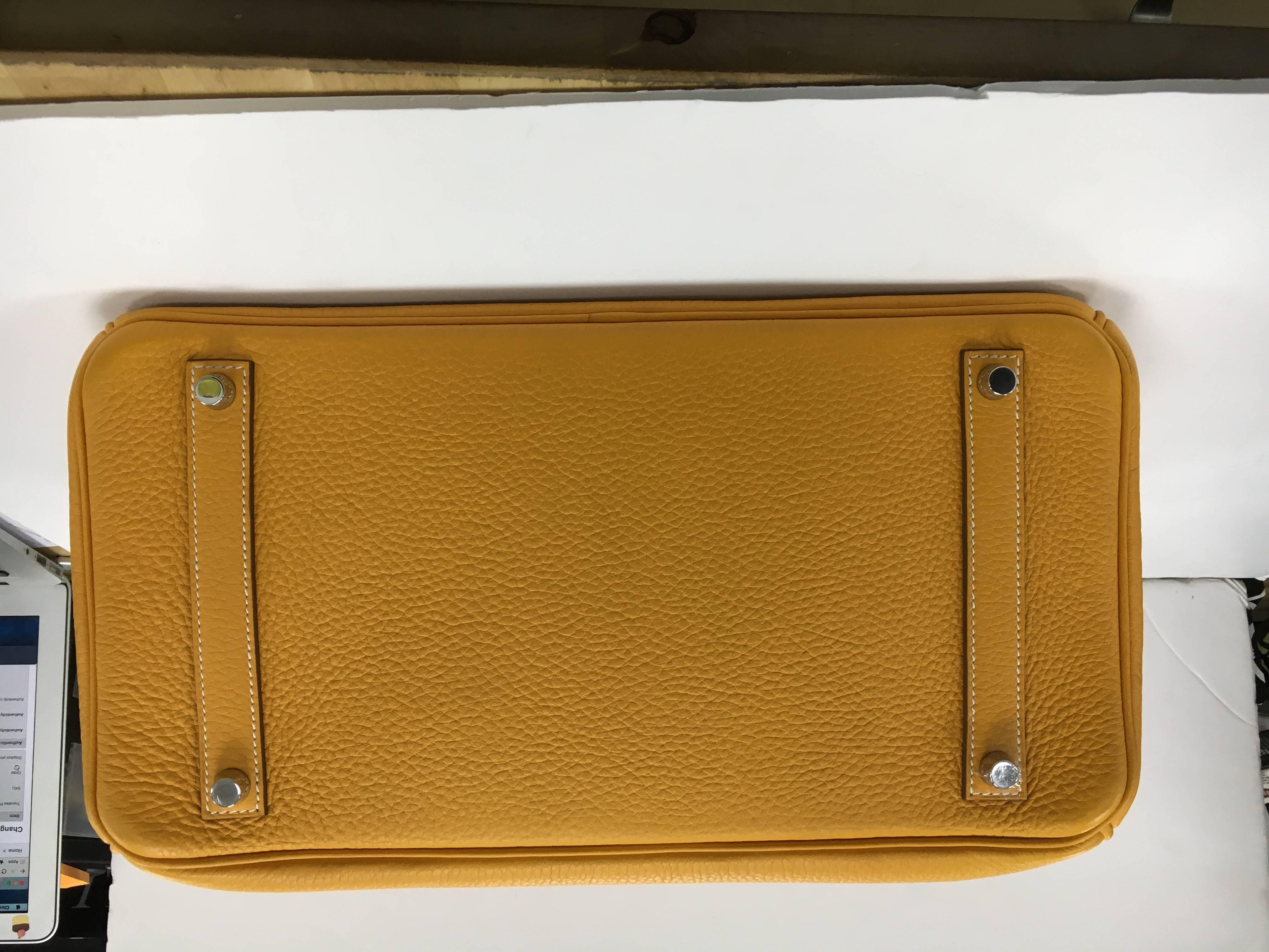 Hermes Birkin Handbag Moutarde Clemence with Palladium Hardware 35 5