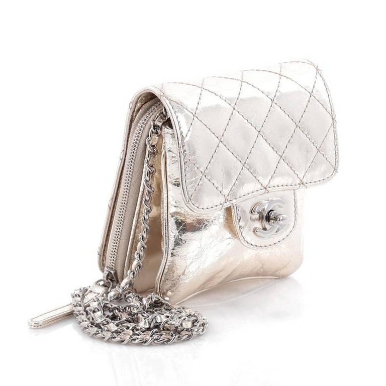 Chanel Wallet on Chain Flap Quilted Metallic Calfskin Mini at 1stDibs